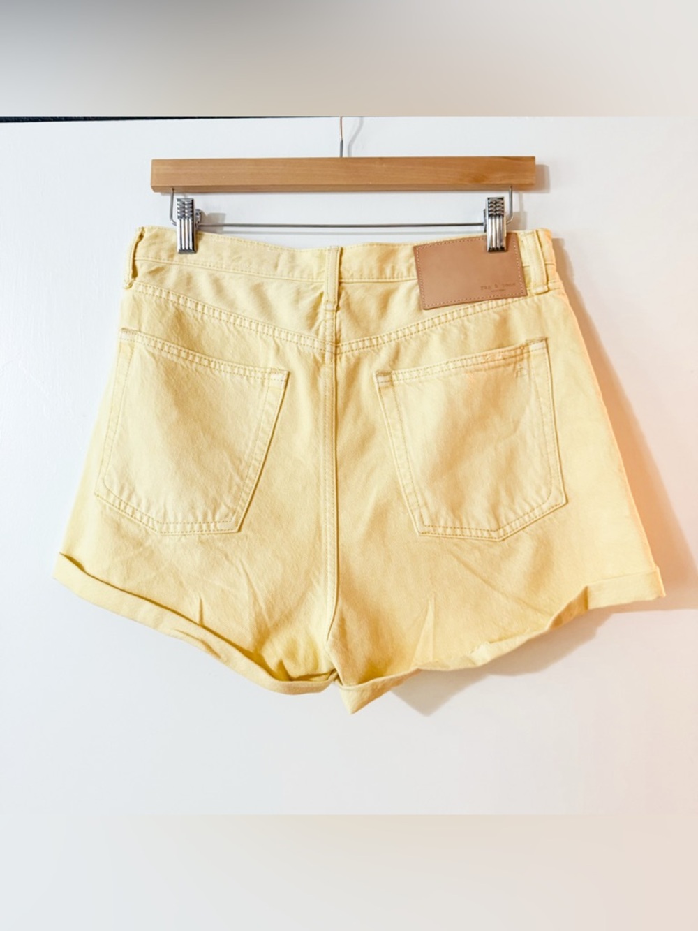 Rag & Bone Maya High-Rise Shorty Shorts Relaxed Fit Butter Yellow Size 28 - Picture 3 of 8